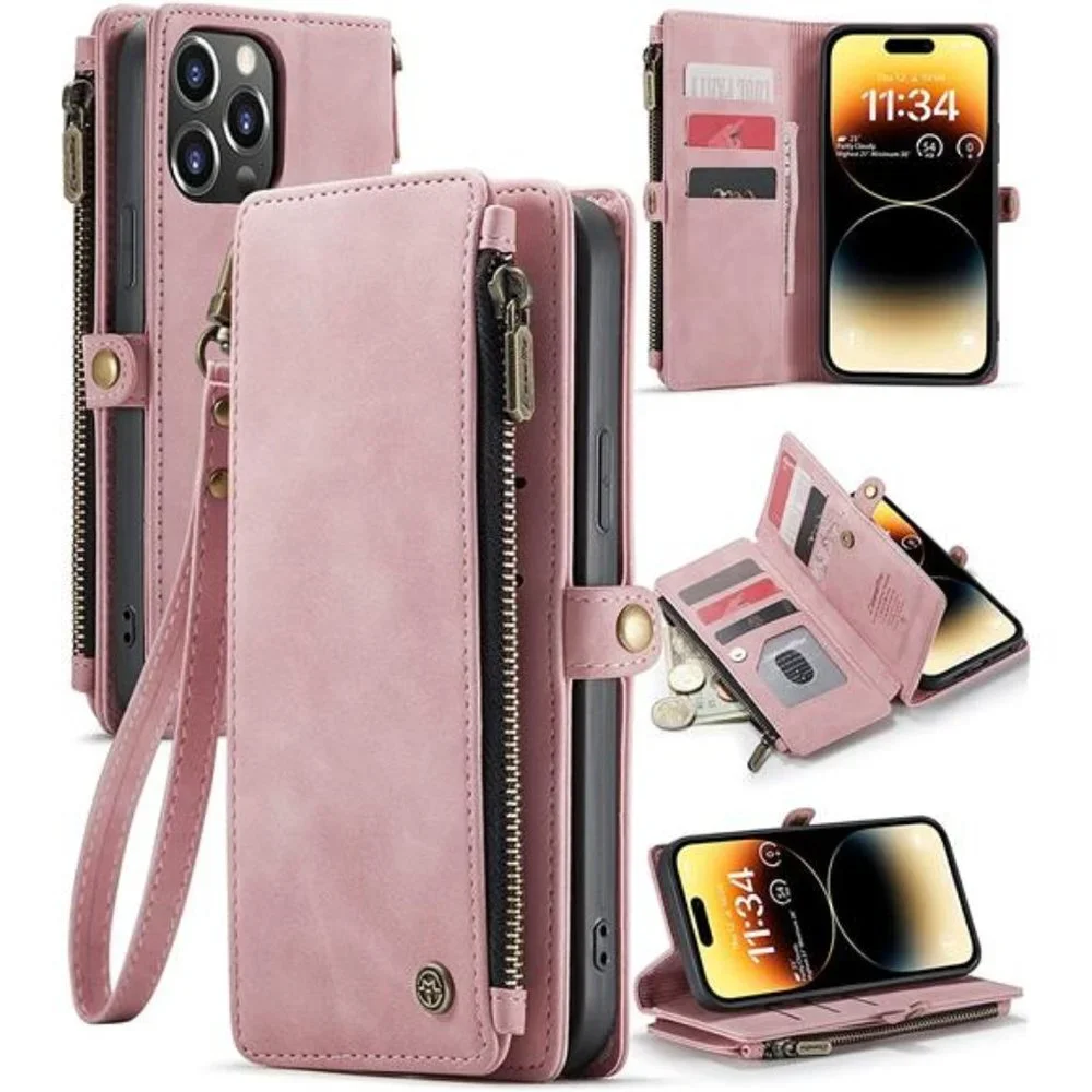 iPhone 14 Pro Max Wallet Case, Rose Pink